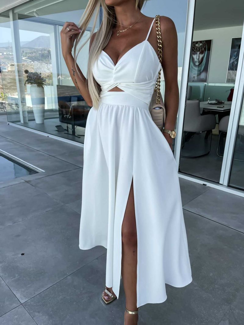 Elegant Crossed High-waisted Dress- SavanaZon