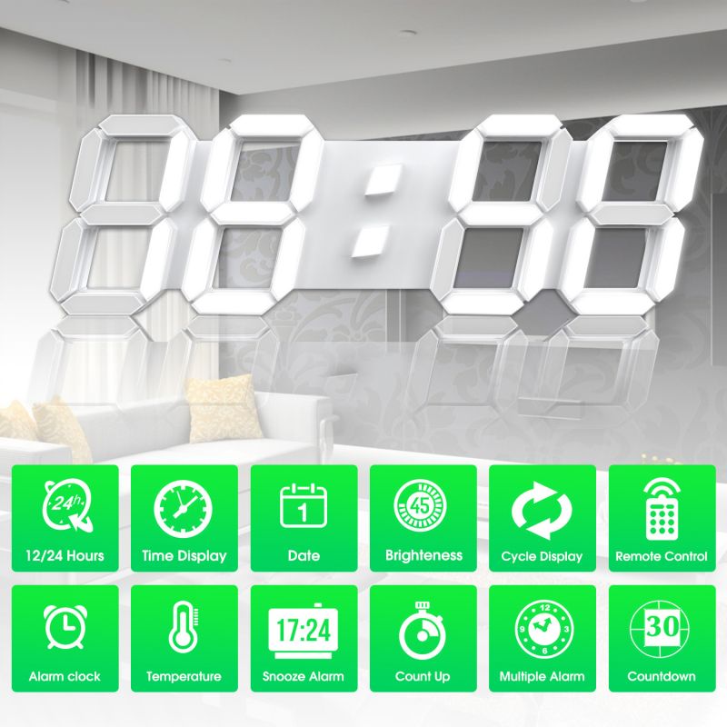 LED Wall Clock with Remote Control