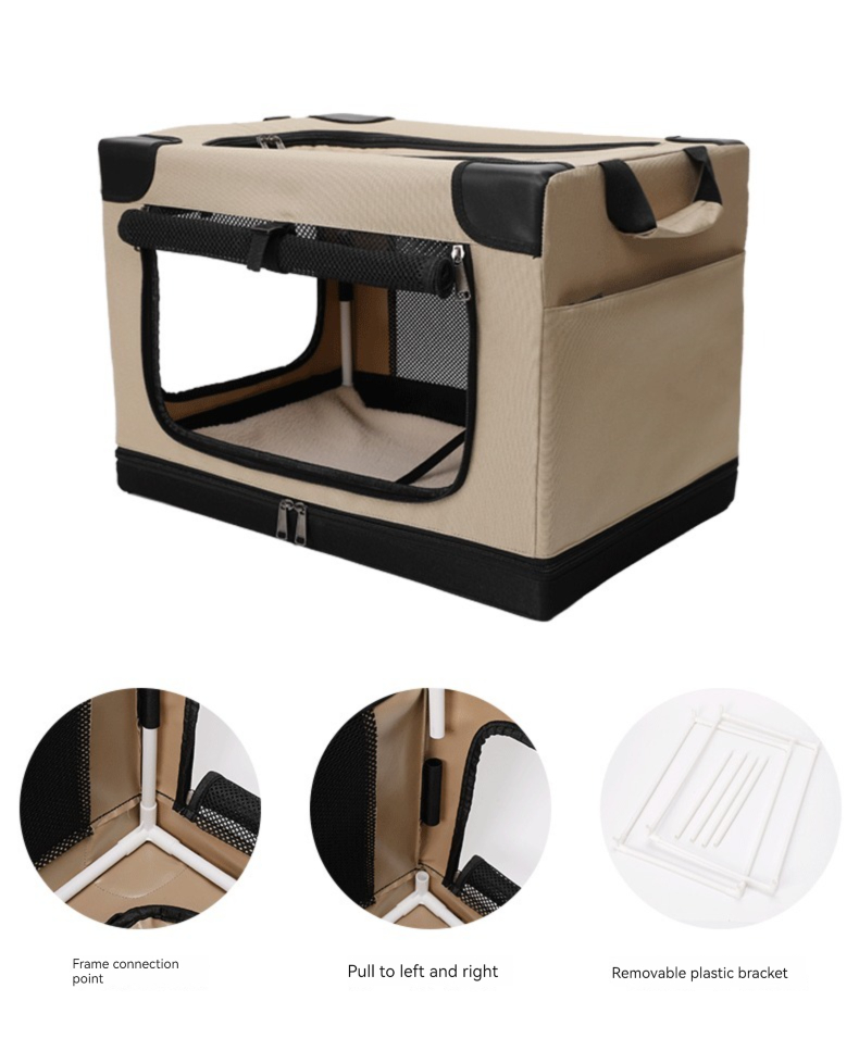 This 3-Door Folding Soft Dog Crate provides a cozy and secure space for your furry friend. With three doors for easy access, this soft crate is perfect for travel or at-home use. Its durable design and comfortable interior will keep your dog safe and happy wherever they go.