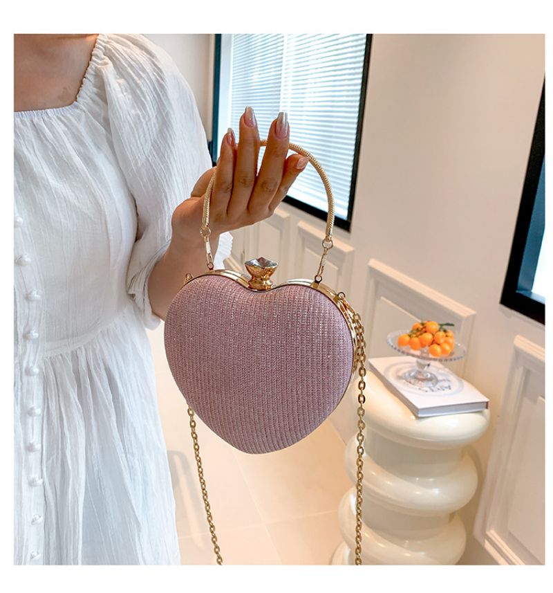 Peach Heart Chain Crossbody Bag 119152 Peach Heart Chain Crossbody Bag