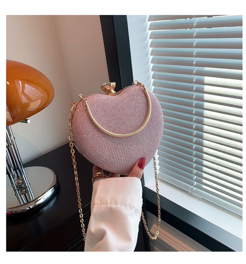 Peach Heart Chain Crossbody Bag 119152 Peach Heart Chain Crossbody Bag