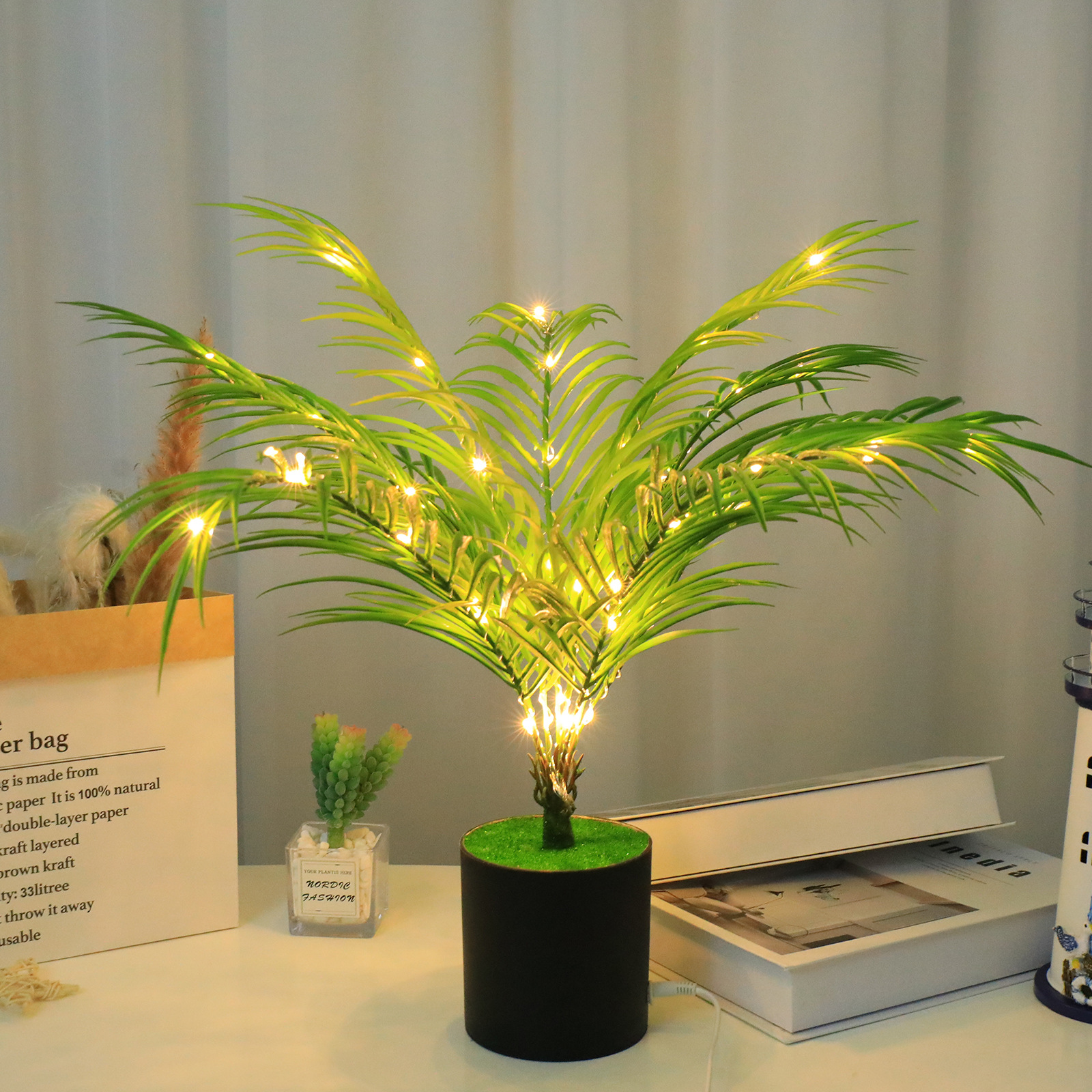 Lampe LED plante décorative détails